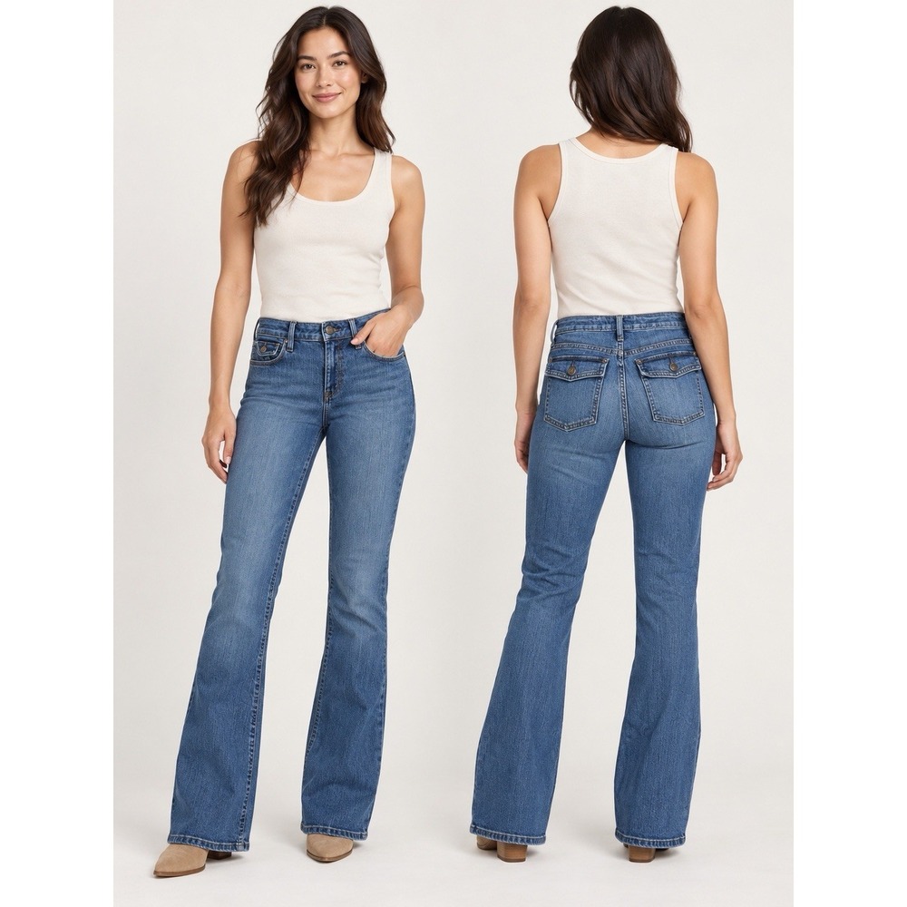 Banana Republic Women's Low Rise Flare Jeans Flap Pockets 6R Y2K